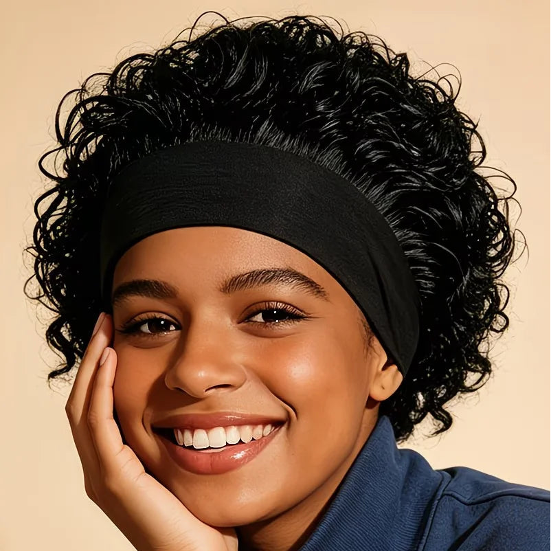 Curly Headband Human Hair Wig