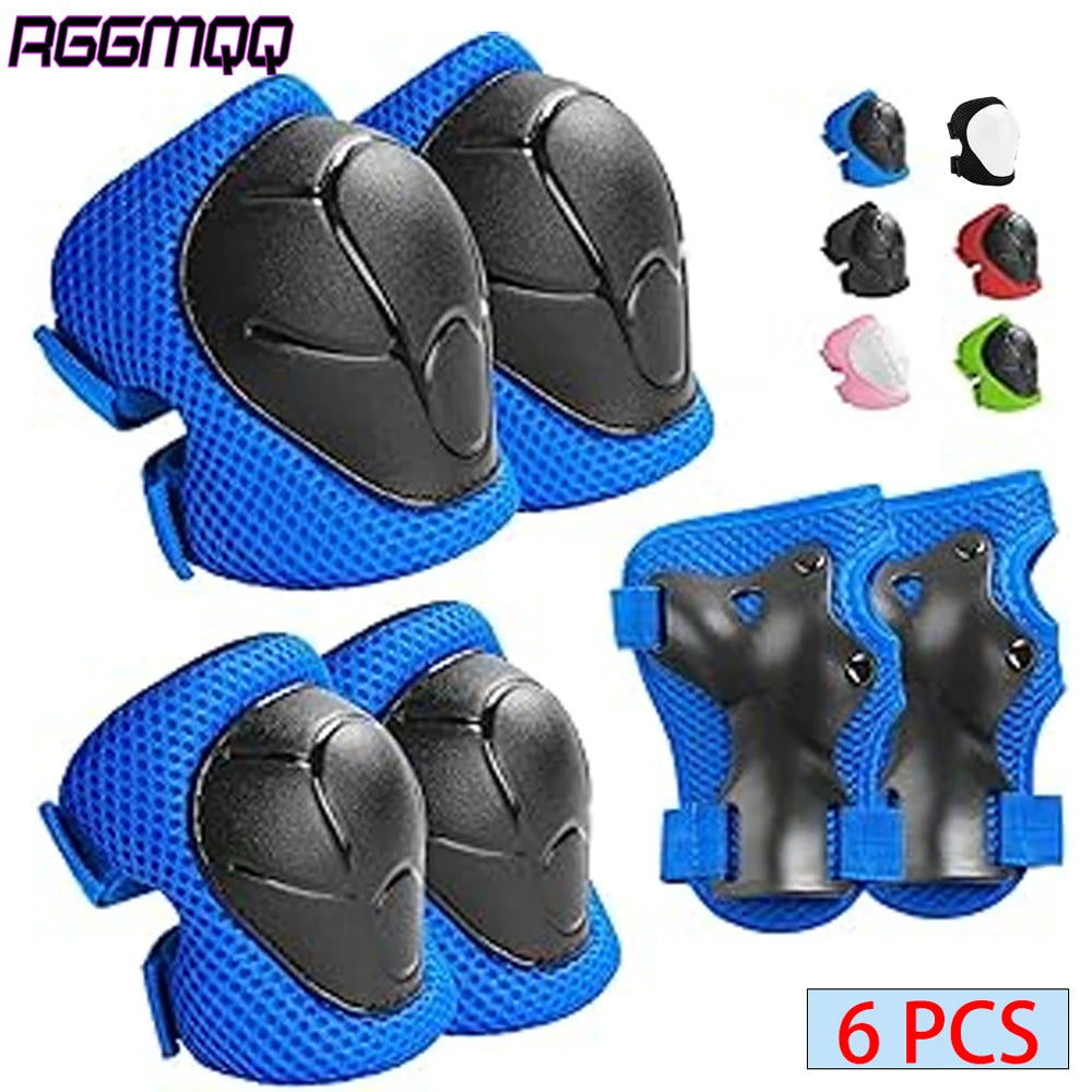 6PCS Kids Protective Gear Set Knee Pads for 3-14 Years Toddler Knee & Elbow Pads with Wrist Guards 3 in 1 for Skating Cycling