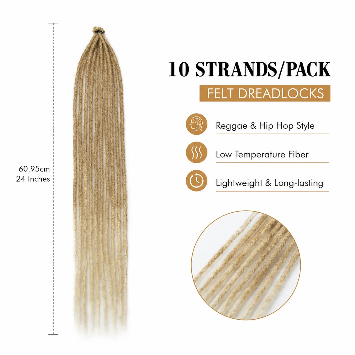 24" synthetic braid extension 10 strands/pack Artificial Locs crochet hair female hippie style African black reggae braid wig