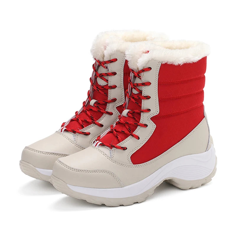 Bottes de neige pour femmes, nouvelles chaussures à plateforme pour femmes, bottes plates pour garder au chaud, bottes décontractées en peluche, chaussures d'hiver pour femmes