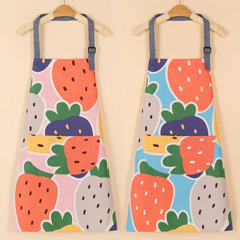 1 ud. Delantal de moda de tela de algodón, impermeable, engrosado, resistente a la suciedad, delantal de cocina y ropa de trabajo para el hogar, ropa de trabajo de jardinería