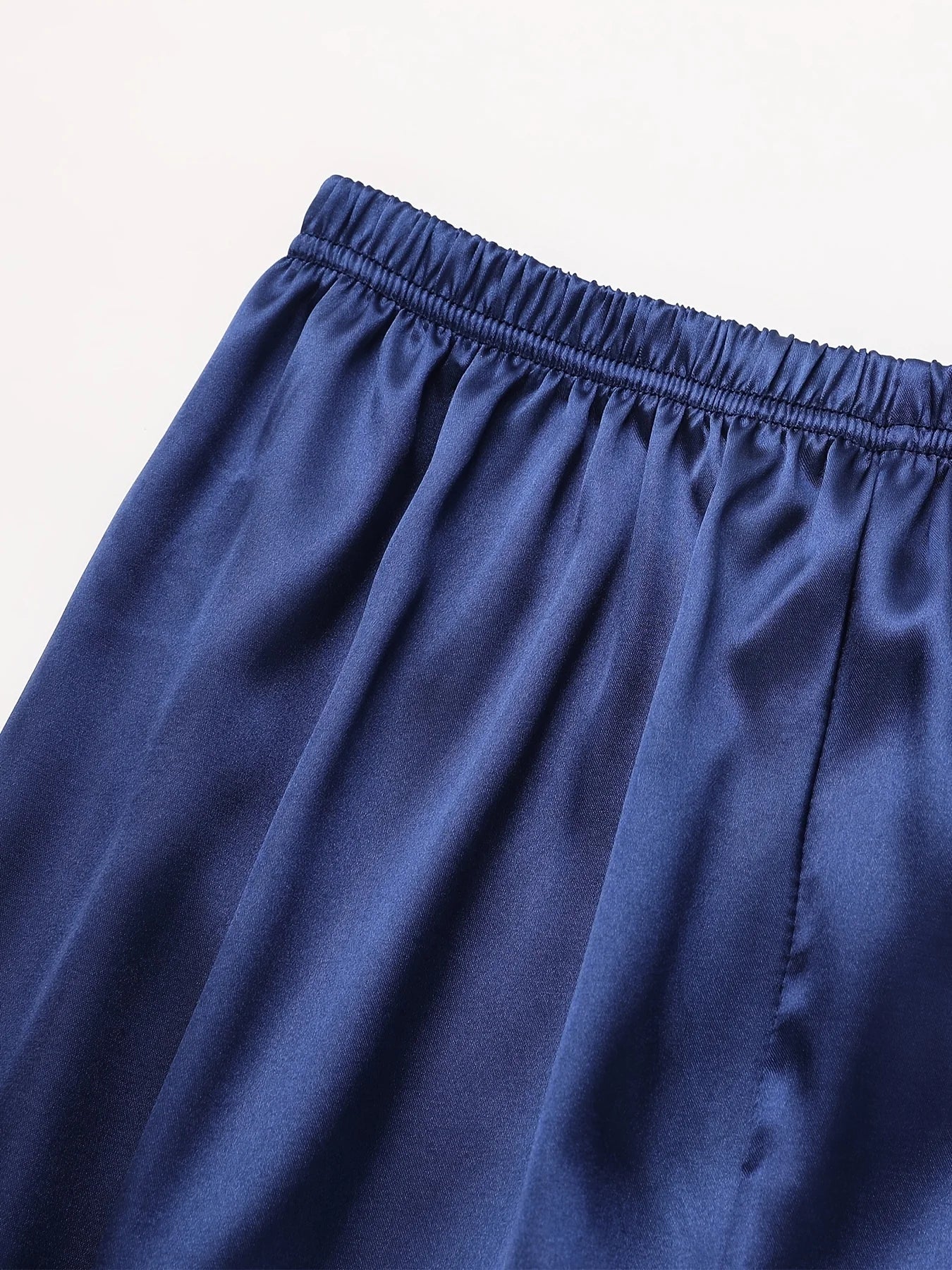 Conjunto de pijama liso de manga larga con botones y cuello tipo solapa, top y pantalones, conjunto de ropa de dormir y de estar para mujer