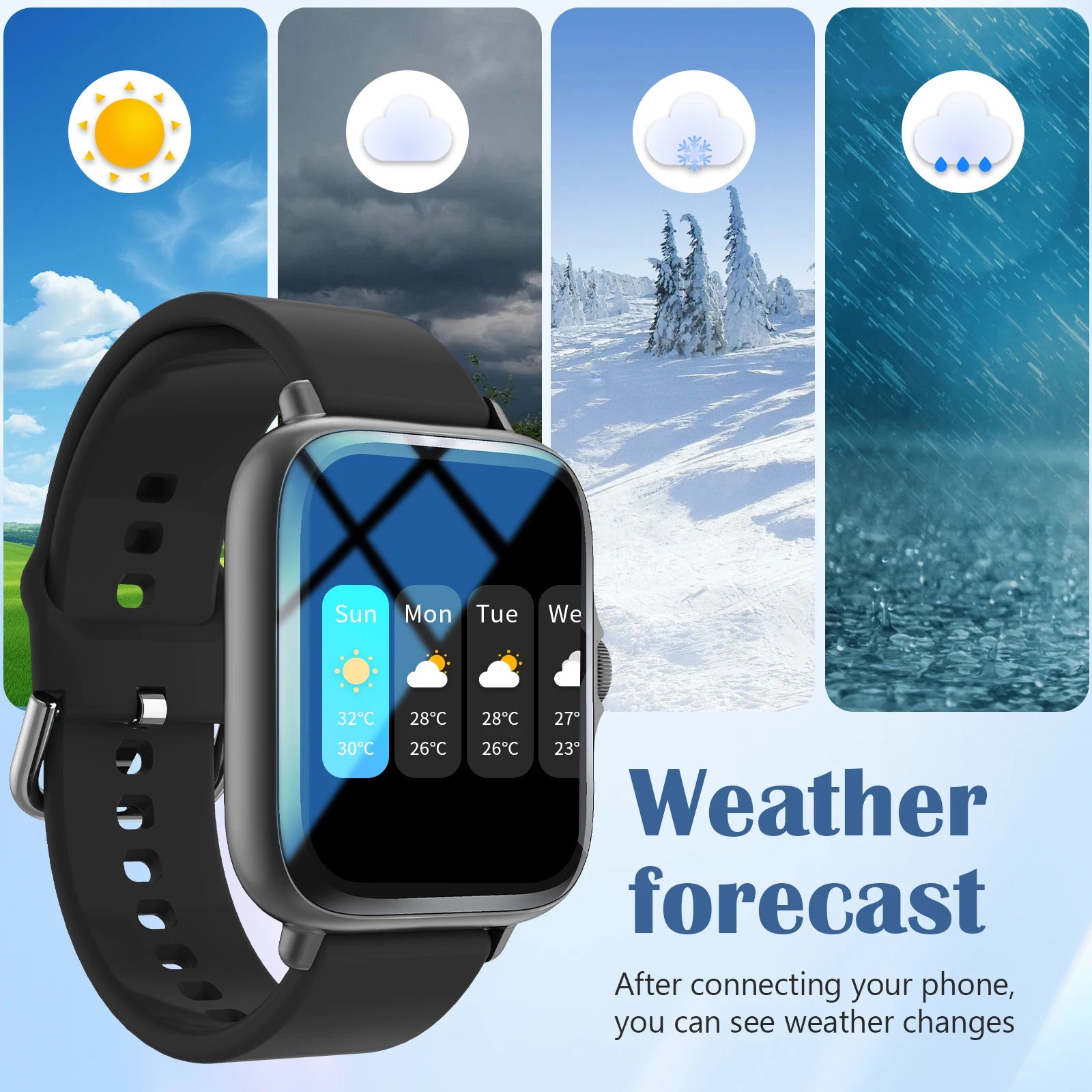 El smartwatch tiene función de llamada, notificación de mensajes, diseño ultrafino, es compatible con Android y iPhone, regalo neutro, múltiples