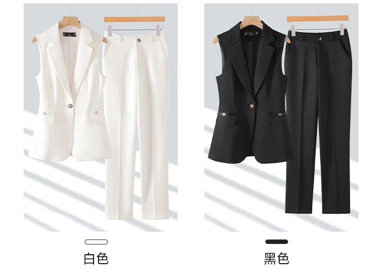 Women Pants Sets Off Shoulder Sleeveless Vest Top Female Pencil Pants Women 2 Piece Set Outfit Elegant Women's Pants Suit