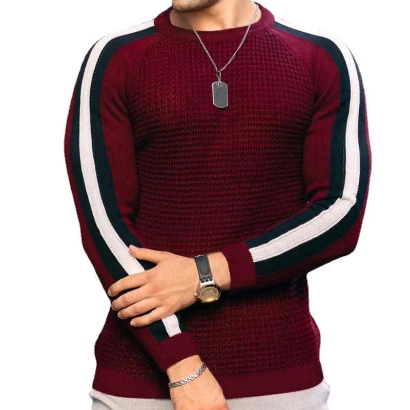 Suéter de punto informal de moda para hombre, de manga larga, cuello redondo, suéter de punto, jersey para hombre, ropa de hombre