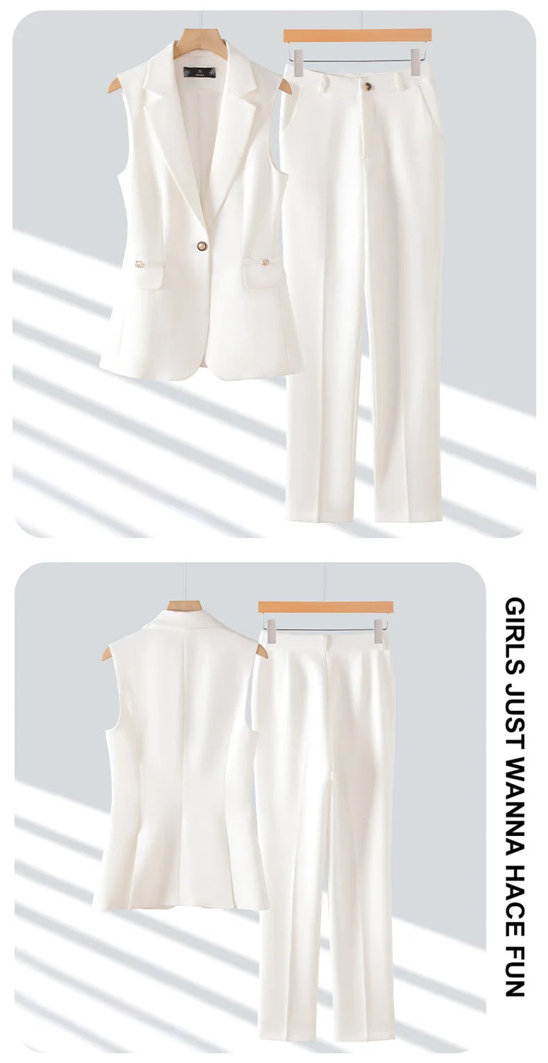 Women Pants Sets Off Shoulder Sleeveless Vest Top Female Pencil Pants Women 2 Piece Set Outfit Elegant Women's Pants Suit