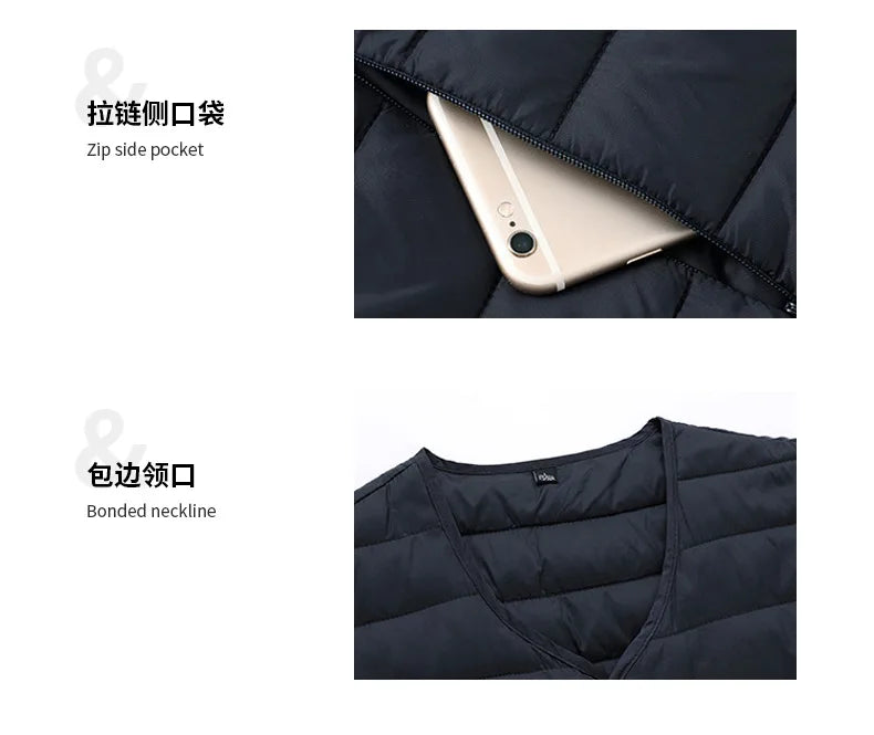 Men Vest Jacket Warm 2024 Autumn Winter Casual Sleeveless Coats Down Cotton Waistcoat Solid Color Male Buttons V-neck Outerwear