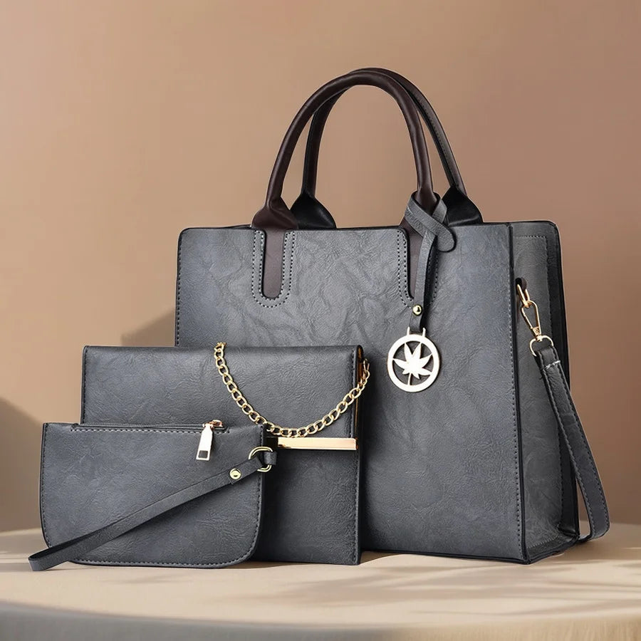 Set de tres bolsos para mujer, bolsos de hombro, bolsos de mano para mujer, bolsos de moda casual de lujo de diseñador