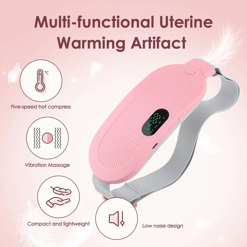 Cinturón Térmico USB Uterino Alivio del Dolor Menstrual Abdomen Estómago Espalda Cintura Calentamiento Infrarrojo Compresa Caliente Vibrador Masajeador Ortesis