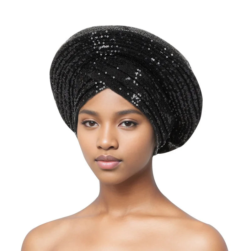 Sequin Auto Gele Headtie – Sparkle with African Royal Elegance
