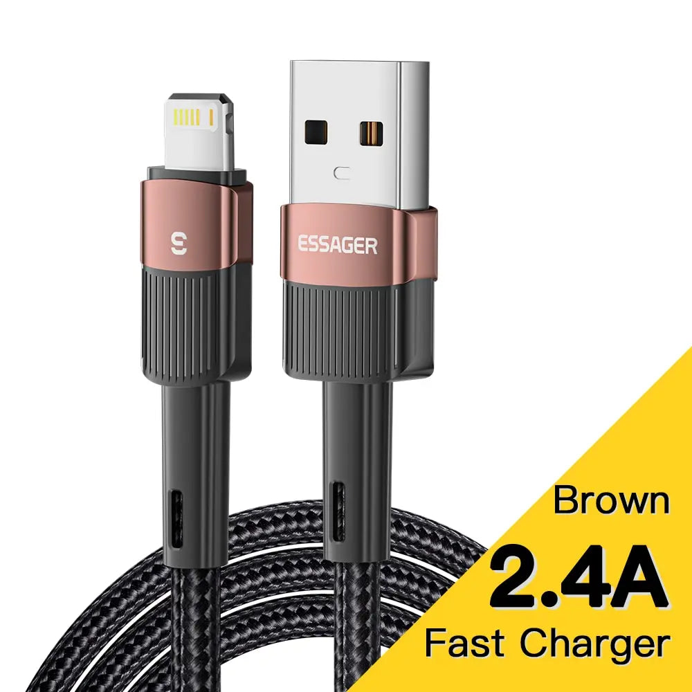 Cable USB Essager de carga rápida para iPhone 11 12 13 Pro Max Mini Xs Xr X SE 8 7 6 Plus 6s 5 5s, cable de 2.4A para cargador de iPhone