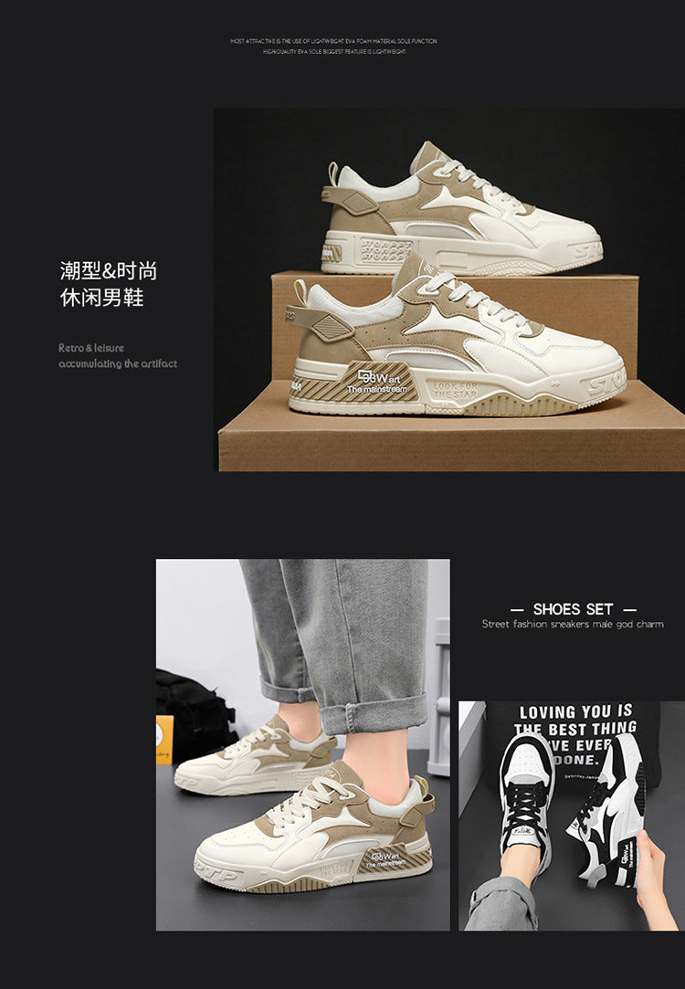 Zapatillas de hombre de otoño Novedad, calzado de plataforma cómodo para hombre, tendencia 2023, zapatillas vulcanizadas con cordones, zapatillas casuales blancas
