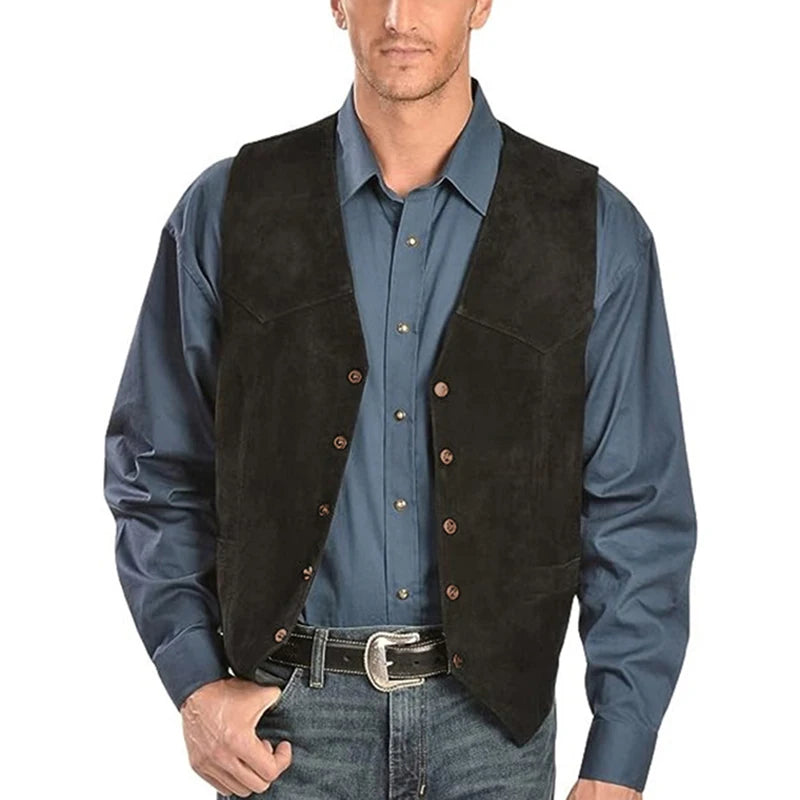 Herre vintage enkeltspent ermeløs jakke, vest, buet fald, vest, herreklær, yttertøy