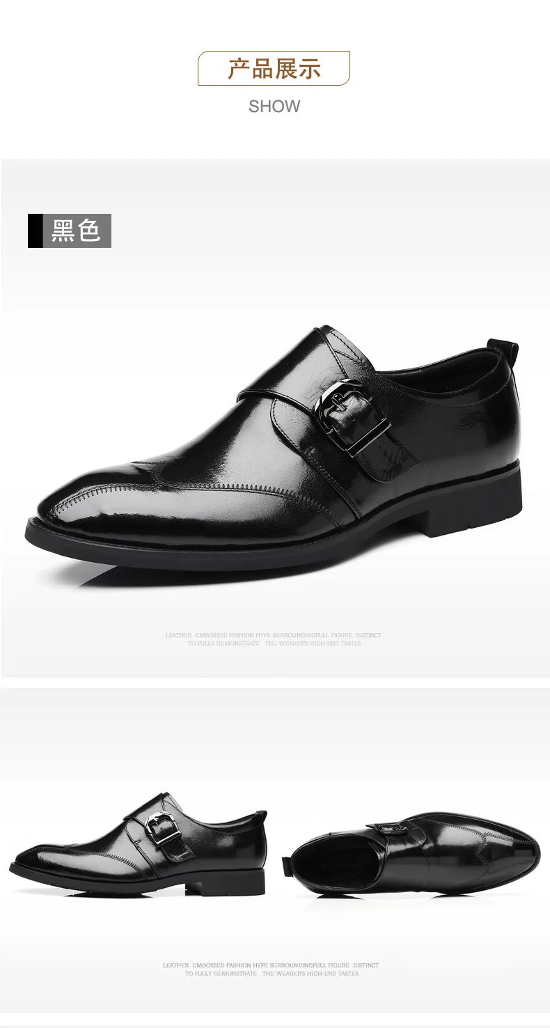 Zapatos de vestir de negocios para hombre con cierre, zapatos de cuero formales para hombre, calzado Oxford, mocasines Oxford de cuero de alta calidad para hombre