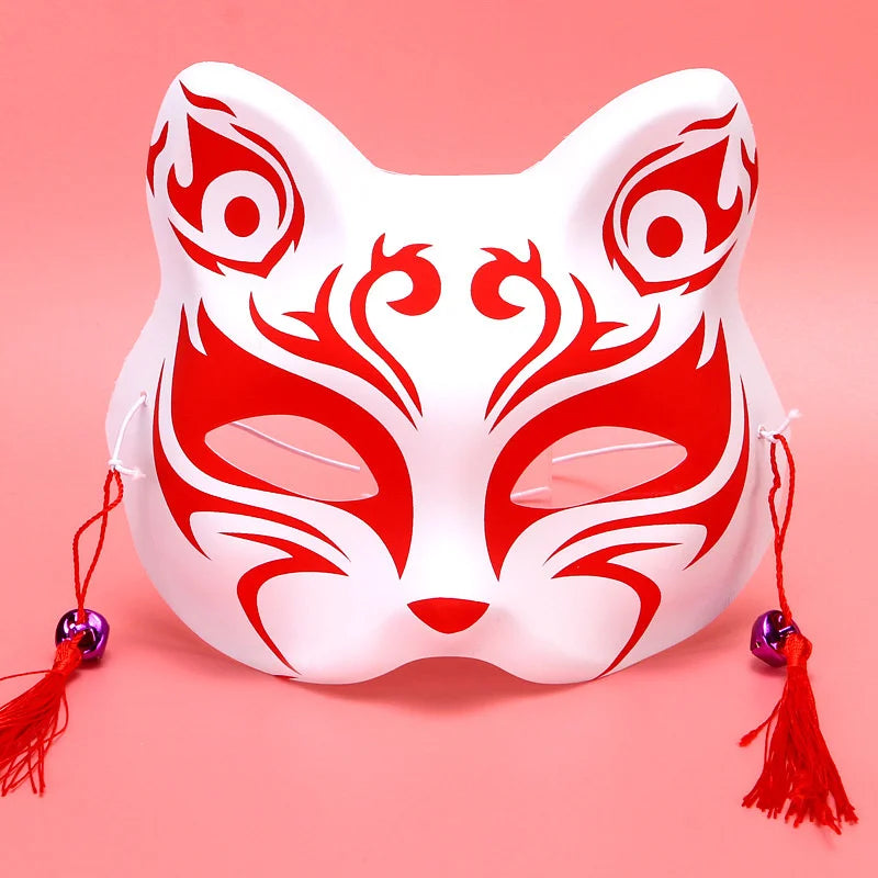 Máscara de conejo de estilo japonés, máscaras de media cara, zorros, conejo, accesorios de cosplay, máscaras de fiesta de disfraces de Halloween, máscara de anime para mujeres y hombres