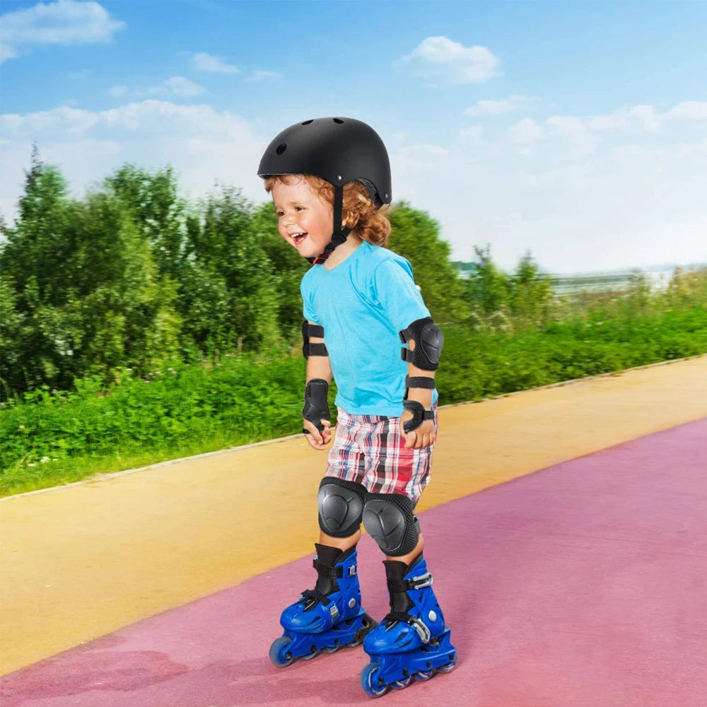 Juego de 6 piezas de equipo de protección infantil, rodilleras para niños pequeños de 3 a 14 años, rodilleras y coderas con protectores de muñeca 3 en 1 para patinaje y ciclismo