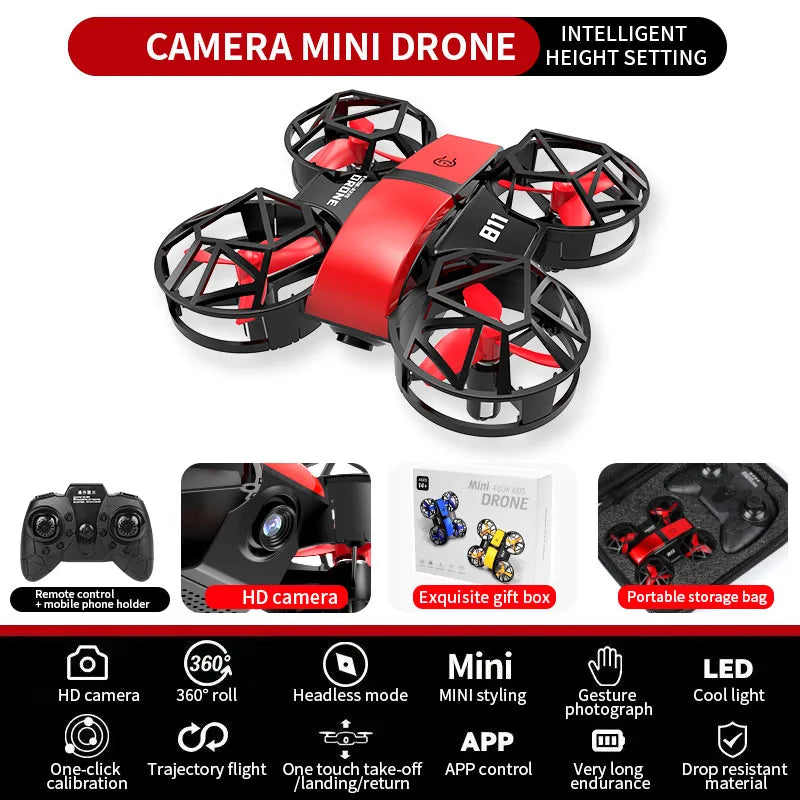 Dowellin D12 Drone Mini Aeronave de Control Remoto Nuevo Juguete para Niños Cámara Dual HD Altura Fija RC Quadcopter Regalos para Principiantes