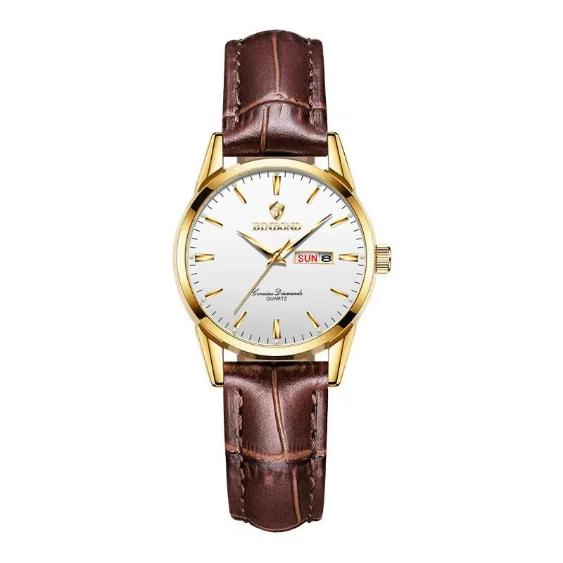 Hombre Reloj Superior Marca de Lujo Reloj de Pareja para Mujer Hombre Reloj Impermeable Calendario Masculino Relojes de Pulsera de Cuarzo Correa de Cuero Señoras