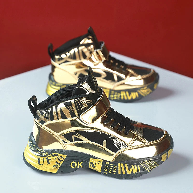 Golden Kids’ Sneakers – Sporty Style, Everyday Comfort