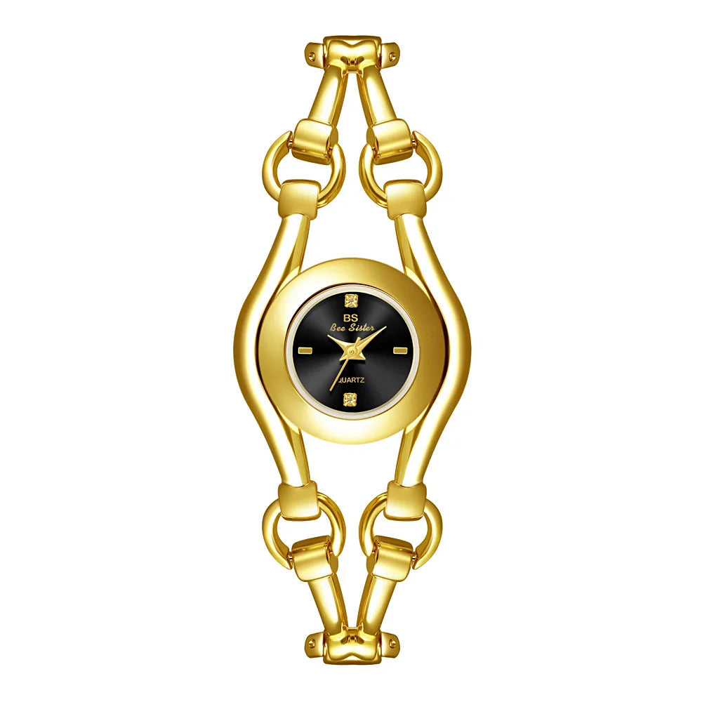 Relojes de lujo de moda para mujer Nuevos relojes de pulsera vintage dorados de lujo para mujer Reloj de cuarzo de vestir para mujer Relogio Feminino