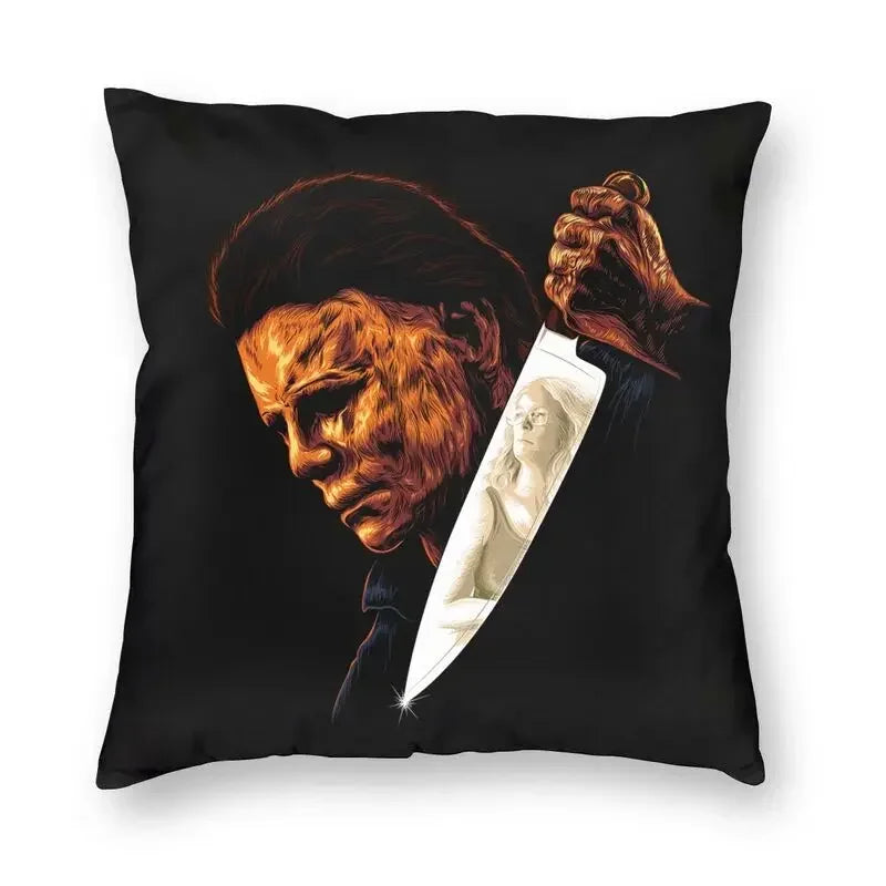 Funda de almohada cuadrada Michael Myers Halloween Horror Movie para decoración del hogar, funda de cojín con estampado 3D para sofá, funda de almohada de moda