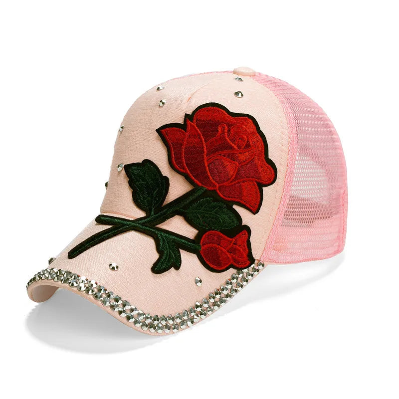 Gorra de béisbol de moda con estampado de rosas para hombre y mujer, gorras de primavera y verano, gorras de sol para mujer, gorra Snapback lisa, gorra de béisbol informal para fotos callejeras