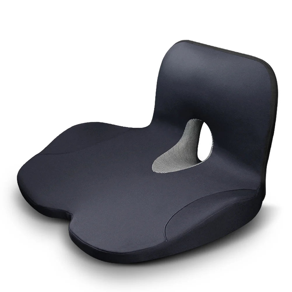 Juego de cojín de asiento de espuma viscoelástica y almohada de apoyo lumbar para la cintura, ortopédico, ergonómico, para aliviar el coxis, almohadilla de cadera lumbar para silla de oficina o coche