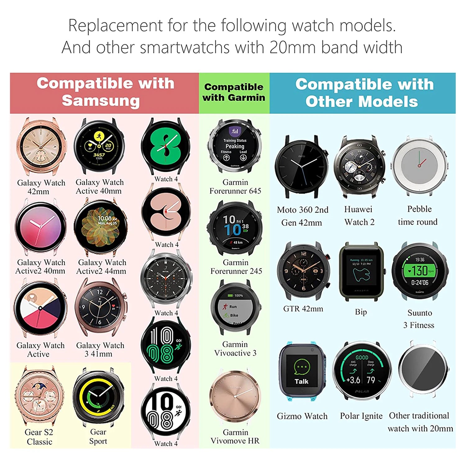 Correas para Samsung Galaxy Watch 6/5/4 de 40/44 mm/Active 2 Watch 4 de 42/46 mm para mujer, de 20 mm, elásticas, hechas a mano, de moda, con cuentas de cristal