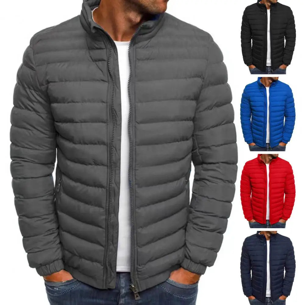 Men’s Stand Collar Puffer Jacket – Lightweight, Warm & Winter-Ready