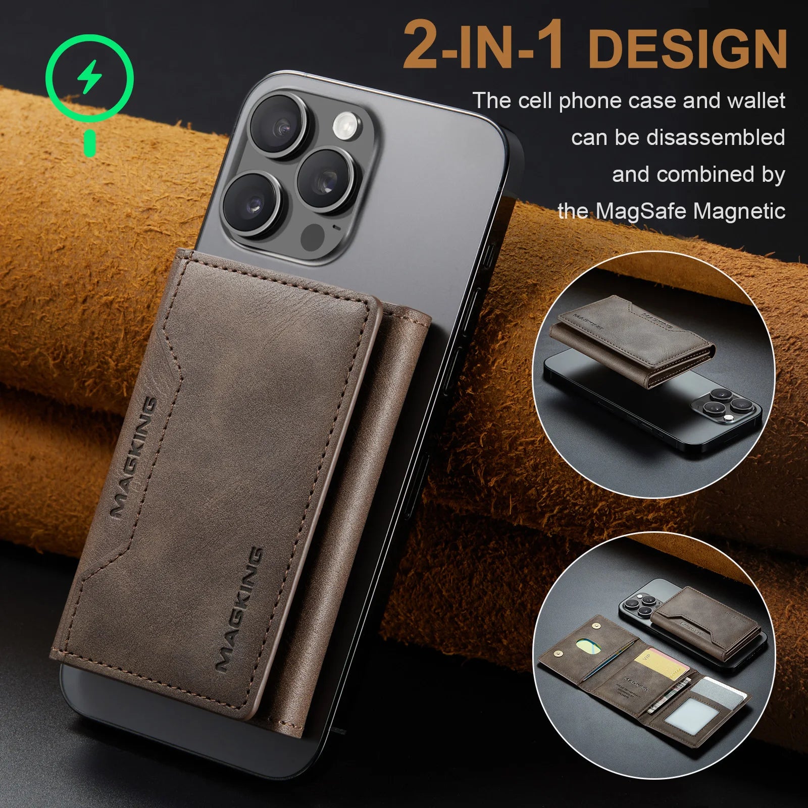 Luxury Fashion Short Strong Magnetic Premium Leather Wallet Men's Coin Cash Cards Holder Women's Foldable Mini Wallet Purse