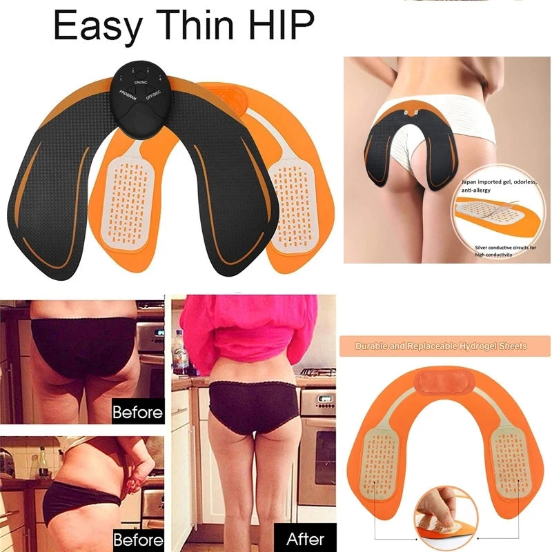 EMS Muskelstimulering Elektrisk Hoftetrener Magetreningsapparat Toning Fitnesstrening Vekttap Hjemmegym Treningsutstyr