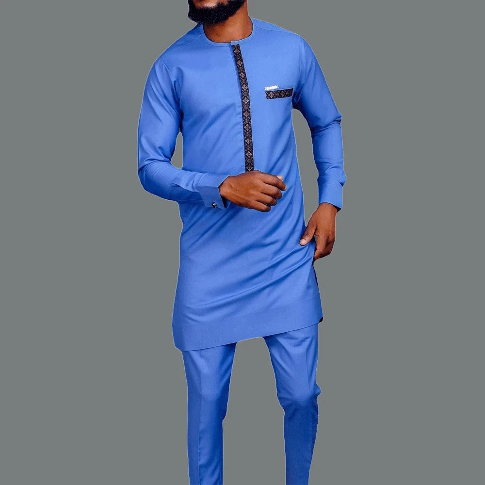 Conjuntos de verano para hombre, ropa, caftán, lujoso, manga larga, top y pantalones, traje de 2 piezas para hombre, ropa tradicional étnica africana para hombre