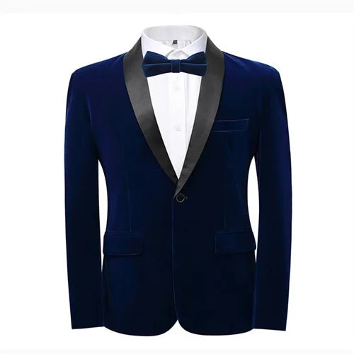 Traje de terciopelo dorado de lujo para hombre de alta calidad, chaqueta ajustada de un botón, azul/rojo/verde, nuevo Blazer de vestir para boda/fiesta de graduación para hombre
