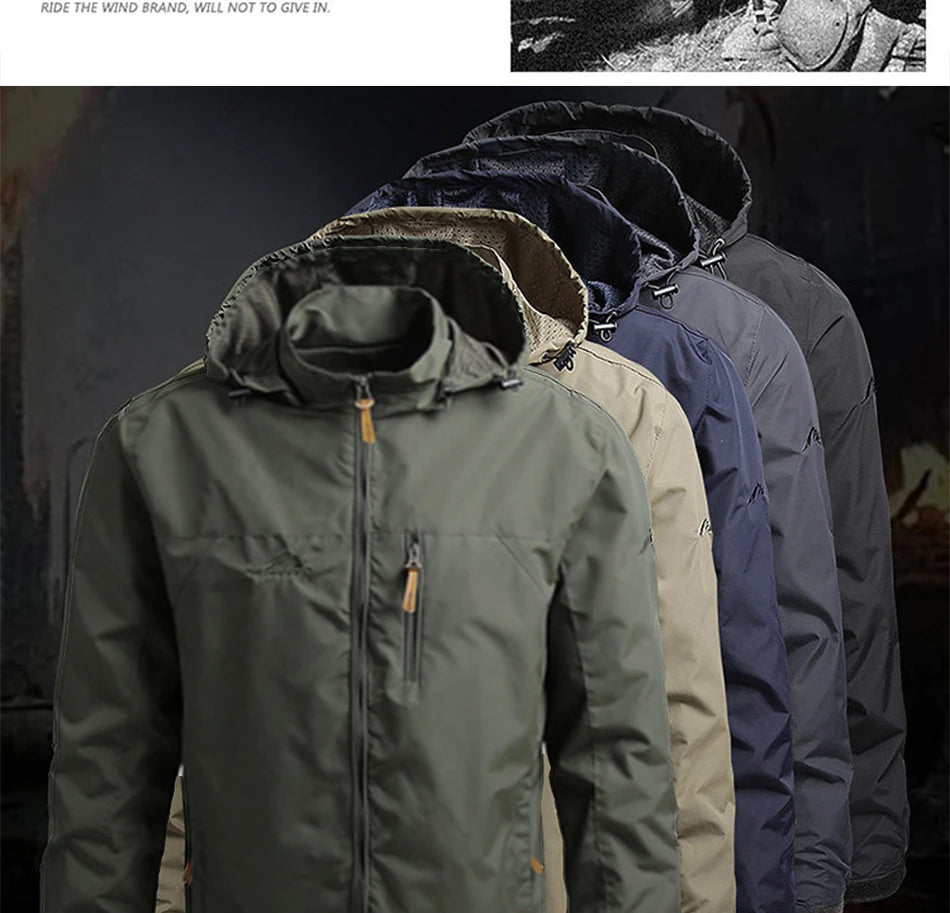 Chaqueta de invierno a la moda con capucha, chaqueta de camping y senderismo, chaqueta informal impermeable para hombre, cortavientos, ropa de abrigo para hombre