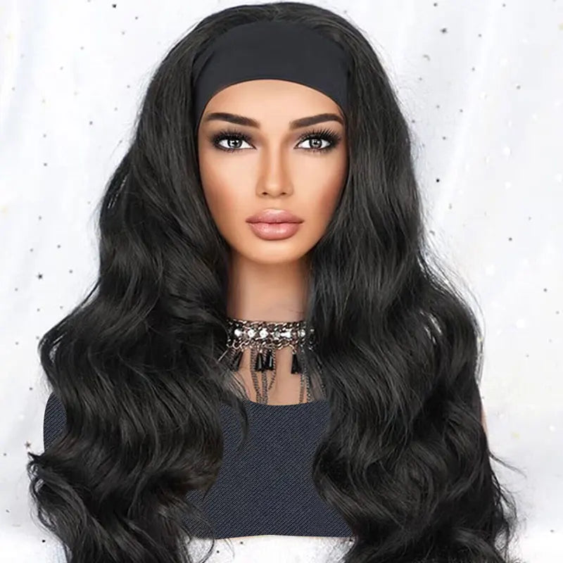 Peluca de Diadema Ondulada Humana, Media Peluca de Diadema Rizada para Mujer, Peluca de Cabello Humano Liso de Onda Profunda