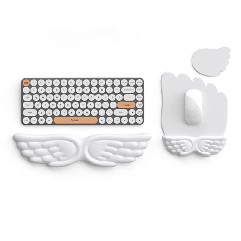 Håndleddsstøtte for mekanisk tastatur og mus Datamaskintastatur Bærbar PC Angel Wing Memory Foam-musepute Støttepute Håndleddsstøtte