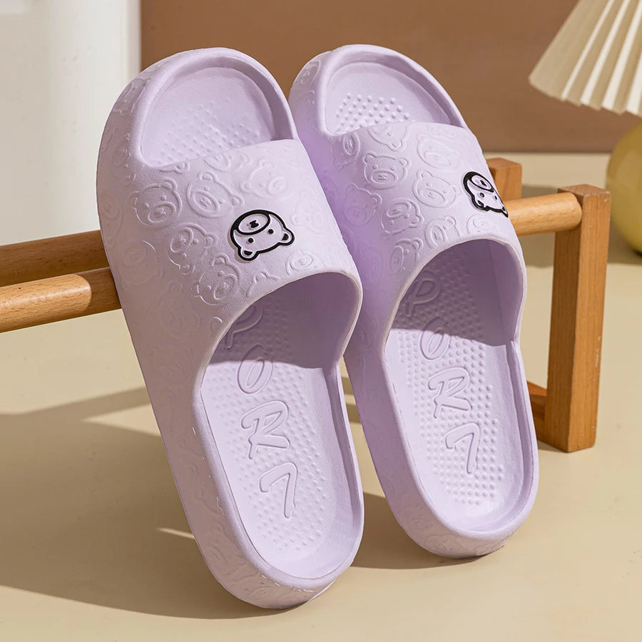 Verano Moda Hombre Zapatillas Estampado Osito Sandalias Interiores Baño Antideslizantes Suaves Mujer Dormitorio Zapatos Casuales Pareja