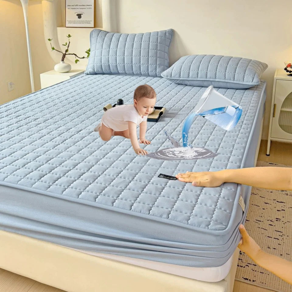 Waterproof Thickened Mattress Pad Protector Adjustable Durable Fitted Sheet Bed Covers Anti-mite Non-slip Bedspreads 150/160x200
