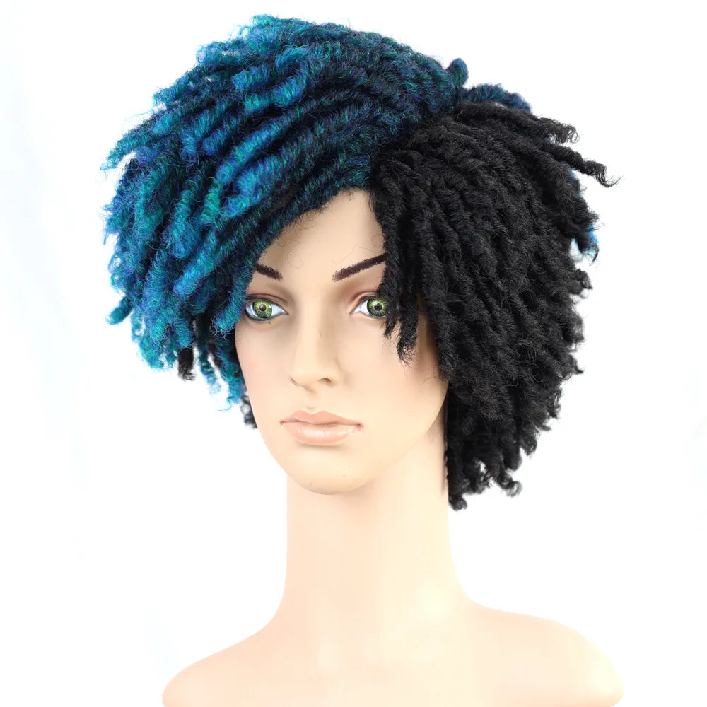 10Inches Braided Wigs Afro Bob Wig Synthetic DreadLock Wigs For Black Woman Short Curly Ends Cosplay Yun Rong Hair