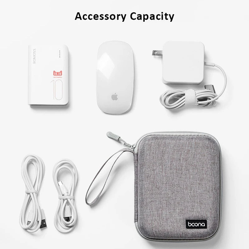 Boona Étui rigide pour alimentation d'ordinateur portable, étui de transport pour souris, sac pour accessoires électroniques pour MacBook