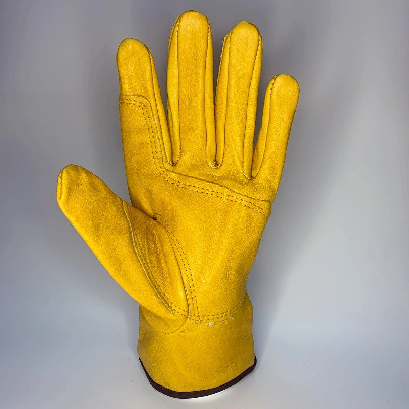 Guantes de trabajo Cuero de vaca Trabajadores Soldadura Protección de seguridad Jardinería Deportes Motocicleta Conductor Guantes resistentes al desgaste