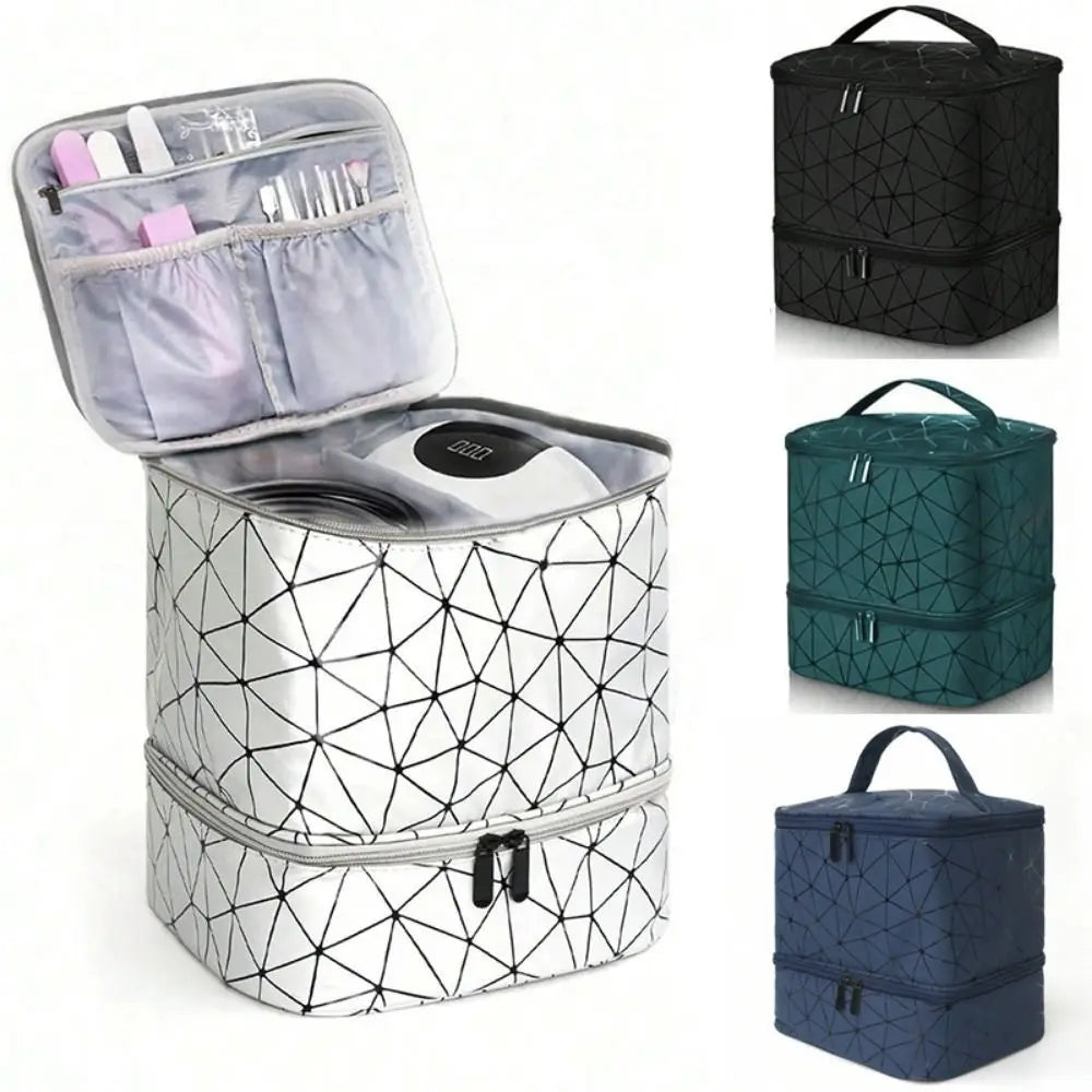 PU Leather Nail Polish Organizer – Double-Layer Large Capacity Storage Box