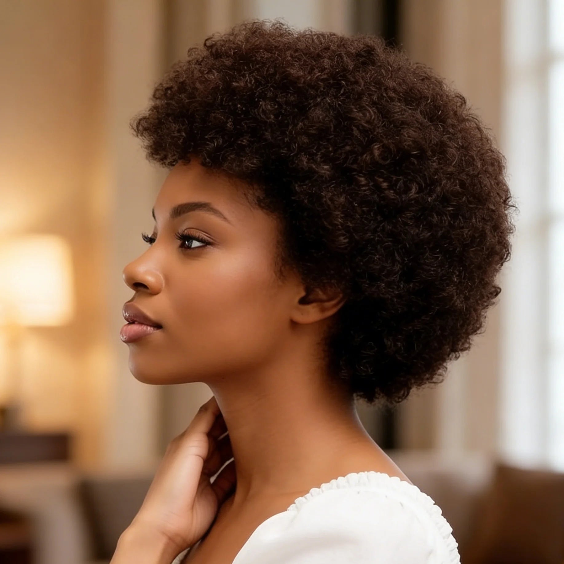 Pelucas de Cabello Humano Rizado Afro Kinky Brasileño de 8 Pulgadas para Mujeres Pelucas Completas Hechas a Máquina para Uso Diario