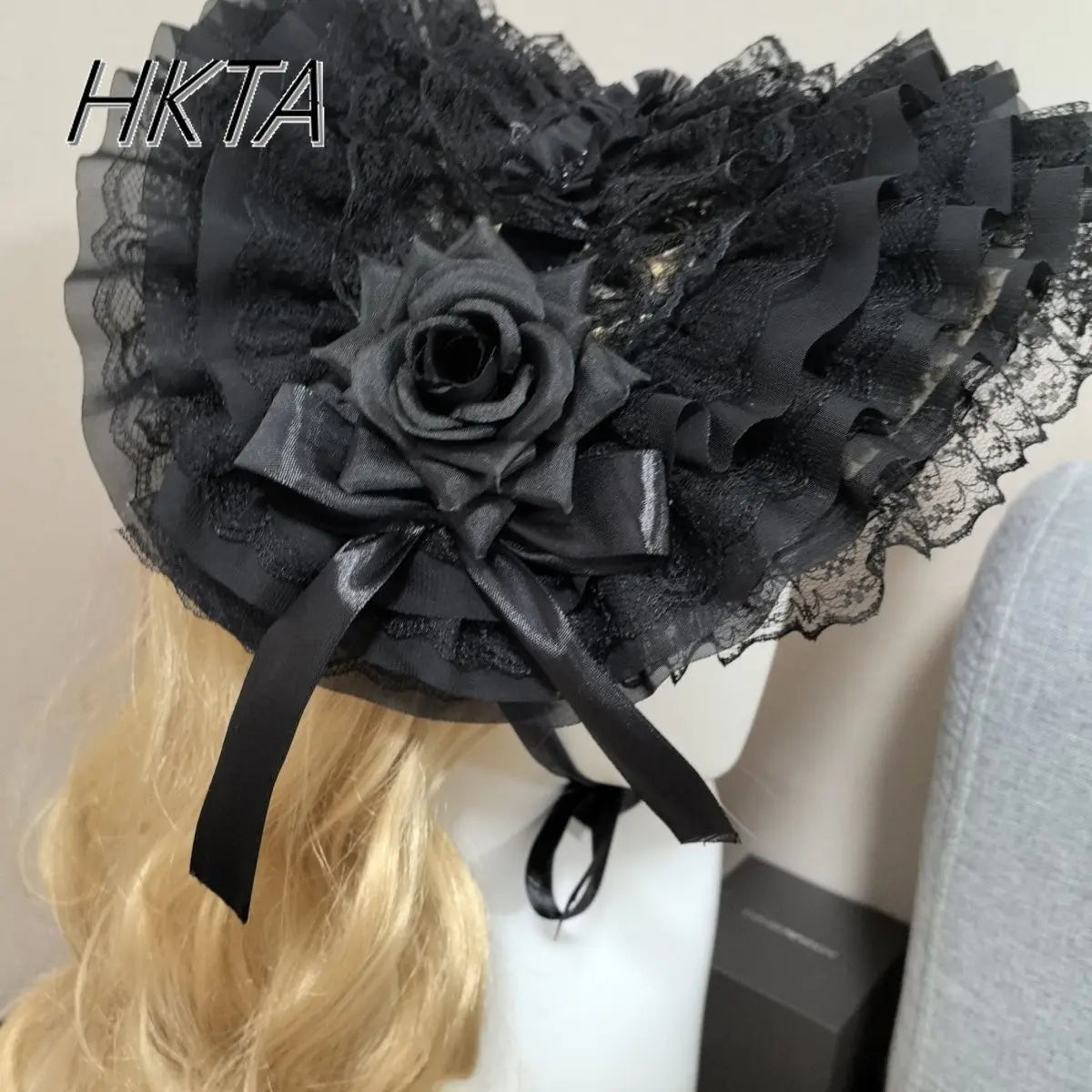 Lolita Flowers Pleated Lace Print Lace Up Women Straw Hat Spring Sweet Girls Cosplay Hair Clip Cap Kawaii Lolita Caps Black Hat