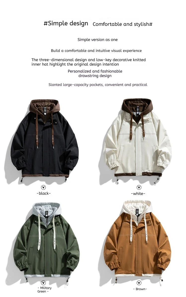Chaqueta fina para hombre con capucha, juvenil, otoño e invierno, nuevo estilo popular, combinación de colores, uniforme de béisbol de alta gama, con capucha, casual