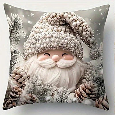 Christmas Cushion Cover – Santa & Snowman Festive Decor