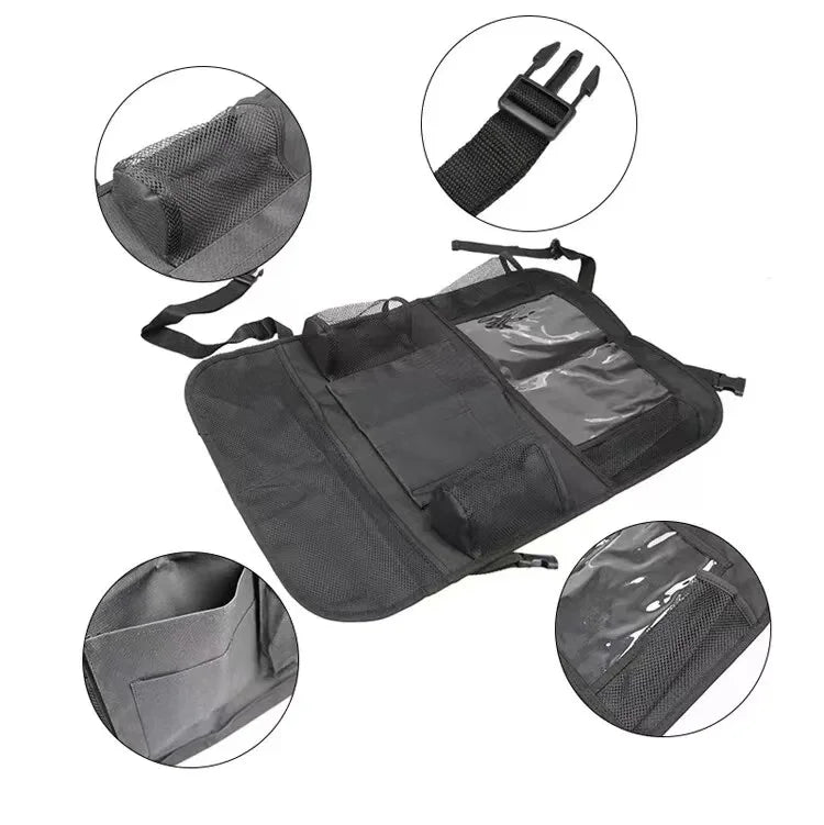 Organizador de almacenamiento para asientos de automóvil, multifuncional, tela Oxford, bolsa de almacenamiento multiusos para el respaldo del coche con soporte para tablet con pantalla táctil