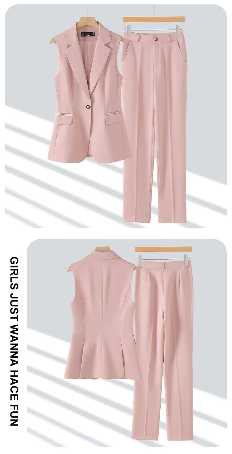 Women Pants Sets Off Shoulder Sleeveless Vest Top Female Pencil Pants Women 2 Piece Set Outfit Elegant Women's Pants Suit