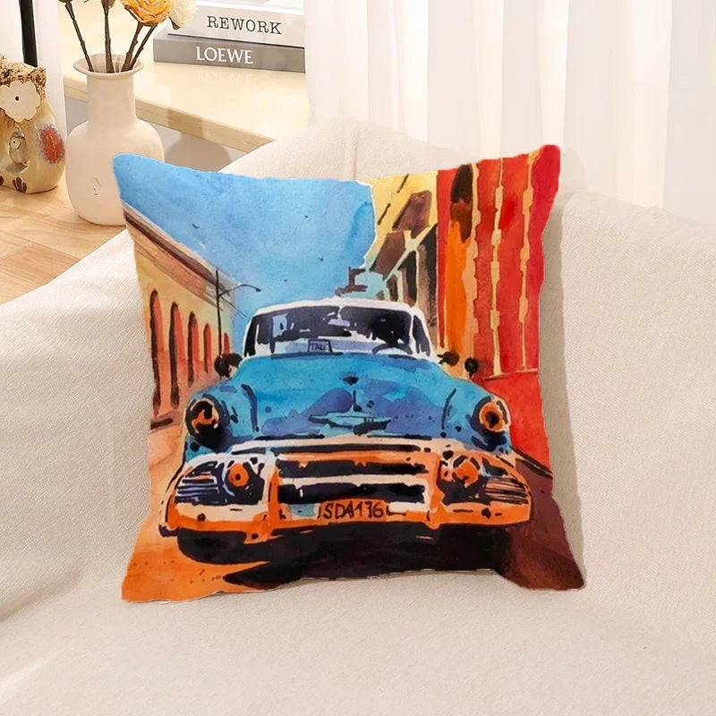Cushion Cover Watercolor Car Pillow Room Decor Case