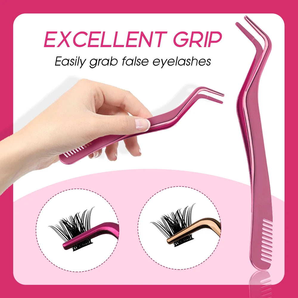 FADVAN Peine para pestañas Pinzas para pestañas postizas DIY, 1 pinza de acero inoxidable antiestática no magnética para maquillaje de ojos